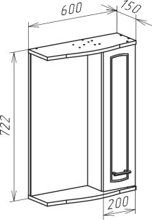 Зеркало-шкаф с подсветкой Bellezza Классик 60см правый белый 00000002171